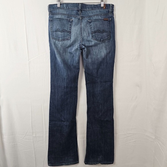 7 For All Mankind Womens Size 30 32x33 High Waist Bootcut Jeans Dark Blue Denim - Picture 4 of 13